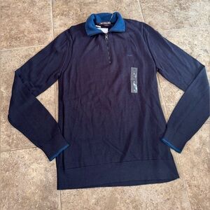 R NWT Brand New Men’s Navy Blue Half-Zip Sweater by Michael Kors
